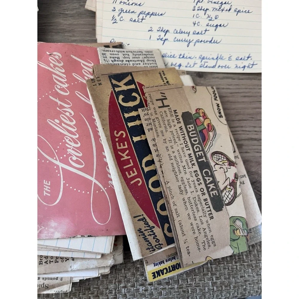 110 Vintage Handwritten, Hand Typed & Cutouts Recipe Cards Grandma Core MCM